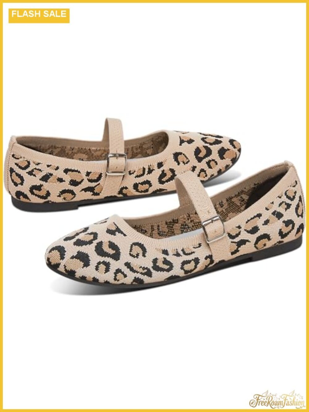 Women Knit Mary Jane Flats Breathable Mesh Strap Ballet Flats Round Toe